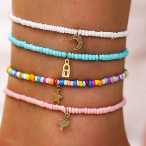 Star Moon Colorful Feet Chain, Anklet, color:As Picture, Noracora