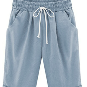 Women's Casual Cotton & Linen Bermuda Short, Shorts, color:Blue|size:S, Noracora