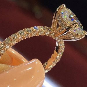 wish hot new flash diamond round princess ring European and American fashion female engagement proposal diamond ring ring, Ring, color:Rose Gold|size:10, Noracora