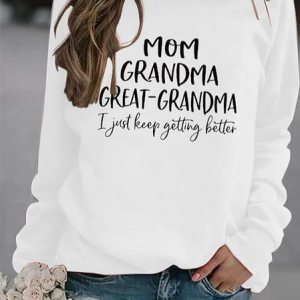 Casual Loose Crew Neck Text Letters Sweatshirt, Hoodies & Sweatshirts, color:White|size:XXL, Noracora