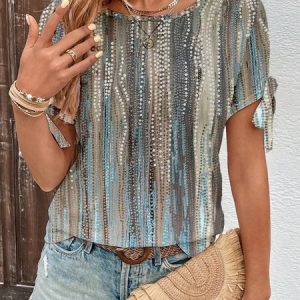 Casual Abstract Polka Dots Short Sleeve Loose T-Shirt, T-shirts, color:Multicolor|size:XXL, catalog Noracora shop