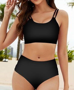 Vacation Floral Bikini, Bikinis, color:Black|size:XXL, Noracora
