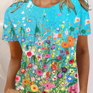 Casual Loose Jersey T-Shirt, T-shirts, color:Lake Blue|size:5XL, Noracora