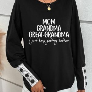 Text Letters Casual Loose T-Shirt, T-shirts, color:Black|size:XXL, Noracora