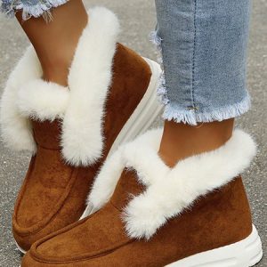 Split Joint Furry Boots, Boots, color:Brown|size:43, Noracora