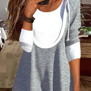 Casual Jersey Long sleeve Hoodie Loose Sweatshirt, Hoodies & Sweatshirts, color:Gray|size:XXL, Noracora