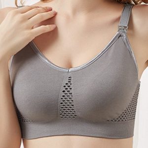 Breathable Comfortable Woven High Elasticity Front Button Nursing Bra, Lingeries, color:Gray|size:XL, Noracora