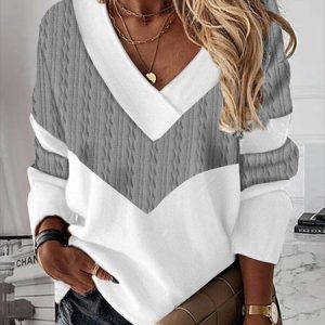 Loose Color Block Jersey Sweatshirt, Hoodies & Sweatshirts, color:Gray|size:XXL, Noracora