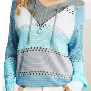 Hoodie Casual Loose Zipper Sweater, Sweaters, color:Blue|size:XXL, Noracora