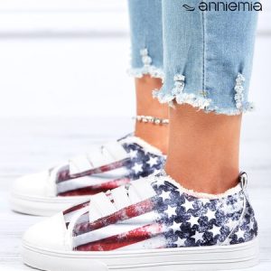 Comfortable Lightweight Soft Sole American Flag Adjustable Stretch Strap Canvas Shoes, Sneakers&Athletic, color:As Picture|size:43, Noracora