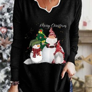 Loose Santa Claus Casual T-Shirt, T-shirts, color:Black|size:XXL, Noracora