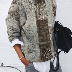 Floral&Abstract Loose Casual Crew Neck Loose Sweatshirt, Hoodies & Sweatshirts, color:Color4|size:3XL, Noracora