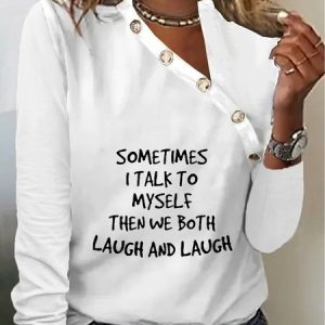 Casual Long sleeve Loose Top, Blouses, color:White|size:XXL, Noracora