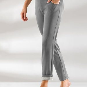 Fleece Warm Elastic Waist Casual Pants, Pants, color:Light Gray|size:XXL, Noracora