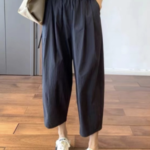 Casual Cotton-Blend Pants, Pants, color:Navyblue|size:XXL, Noracora