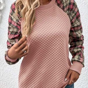 Jersey Loose Crew Neck Casual Sweatshirt, JustFashionNow Sweatshirts & Hoodies, color:Pink|size:XXL,