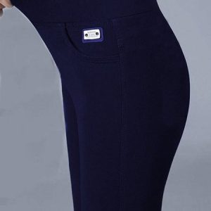 Workout Daily Skinny High Waist Legging With Pockets, Leggings, color:Navy Blue|size:XXL, Noracora