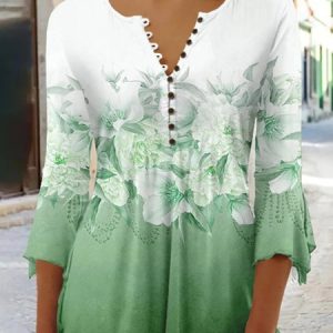 Casual Notched Shirt, Blouses, color:Green|size:XXL, Noracora