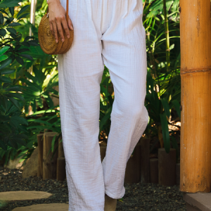Vacation Loose Cotton Pants, Pants, color:White|size:XXL, Noracora