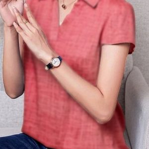 Short Sleeve Casual Shawl Collar Plain Shirt, Blouses, color:Red|size:4XL, Noracora
