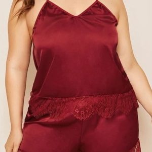 Sexy Lace Bra & Panty Set, LINGERIES, color:Red|size:4X, Noracora