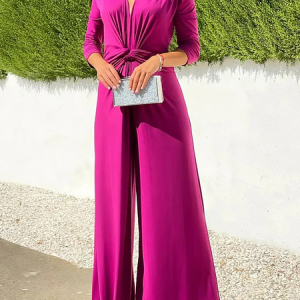Jersey Casual Loose Jumpsuit, Jumpsuits&Rompers, color:Purple|size:3XL, Noracora