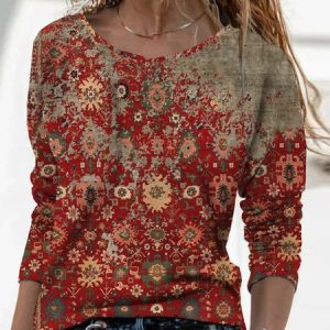 Crew Neck Loose Casual T-Shirt, T-shirts, color:Multicolor|size:XXL, Noracora