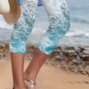 Printed Jersey Fit Shorts, Leggings, color:Blue|size:XXL, Noracora