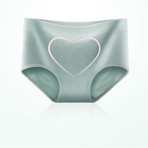 Women's Breathable Comfortable Heart Shape Woven Seamless Panty, Lingeries, color:Green|size:XXL, Noracora