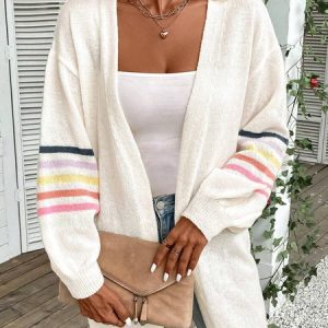 Wool/Knitting Casual Loose Cardigan, Cardigans, color:Beige|size:XXL, Noracora