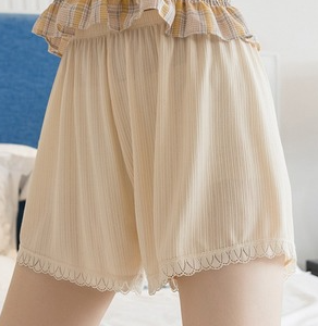 Plain Casual Lace Edge Lounge Bottom, Pajamas, color:Nude|size:XL, Noracora