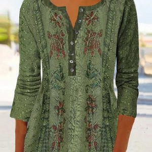 Loose Polka Dots Tunic Top, Blouses, color:Green|size:XXL, Noracora