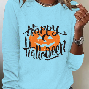 Halloween Loose Jersey Casual T-Shirt, T-shirts, color:Blue|size:3XL, Noracora