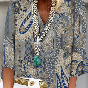 Casual Ethnic Blouse, Blouses, color:Multicolor|size:XXL, Noracora