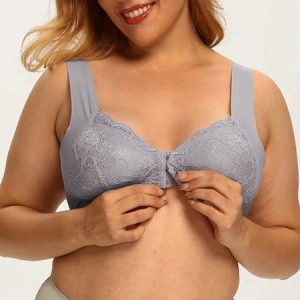 Plain Bra & Panty Set, LINGERIES, color:Gray|size:4X, Noracora