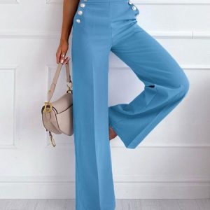 Loose Casual Plain Fashion Pants, Pants, color:Blue|size:XXL, Noracora