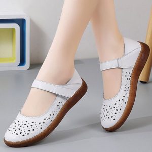 All Season Casual Plain Shallow Shoes, Flats/Loafers, color:White|size:41, Noracora