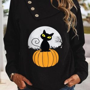Crew Neck Casual Loose Sweatshirt, Hoodies & Sweatshirts, color:Black|size:XXL, Noracora