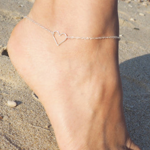 Fashion simple hollow heart-shaped anklet, Anklet, color:Silver, Noracora