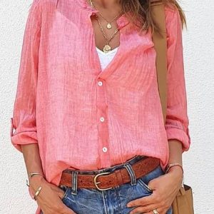 Shift Cotton Long Sleeve V Neck Top, Blouses & Shirts, Roselinlin - Online Catalog