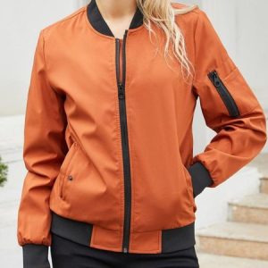 Casual Loose Plain Jacket, Jackets, color:Caramel|size:4XL, Noracora