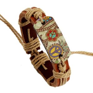Vintage Twine Braided Leather Bracelet, Bracelet, color:Brown|size:One-size, Noracora