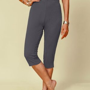 Sheath Cotton Plain Leggings, Leggings, color:Gray|size:3XL, Noracora