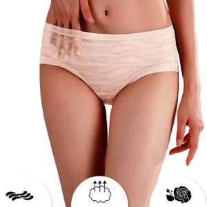 Plain Lace Casual Jacquard Mesh Panty, Lingeries, color:Nude|size:XL, Noracora