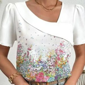 Floral Loose Vacation Shirt, TOPS, color:flower|size:5XL, Noracora