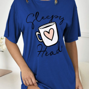 Casual Jersey Crew Neck Dress, Short, color:Blue|size:XL, Noracora