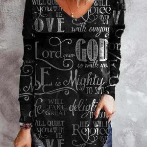 Cotton Blends Letter Loose shirt & Tunic Top, T-shirts, color:As Picture|size:3XL, Noracora