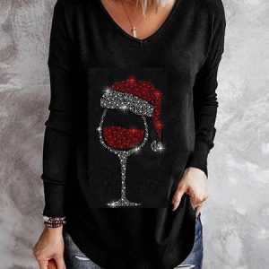 Jersey Casual V Neck Tunic T-Shirt, T-shirts, color:Black|size:3XL, Noracora