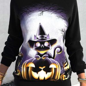 Crew Neck Casual Loose Sweatshirt, Hoodies & Sweatshirts, color:Black|size:5XL, Noracora
