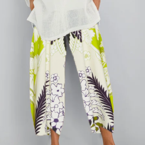 Floral Cotton Pants, Pants, color:Multicolor|size:3XL, Noracora
